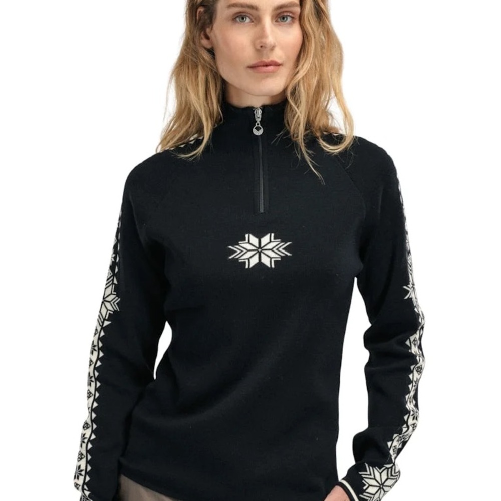 NWT Dale of Norway Geilo Metino wool sweater, women’s large, black and white.